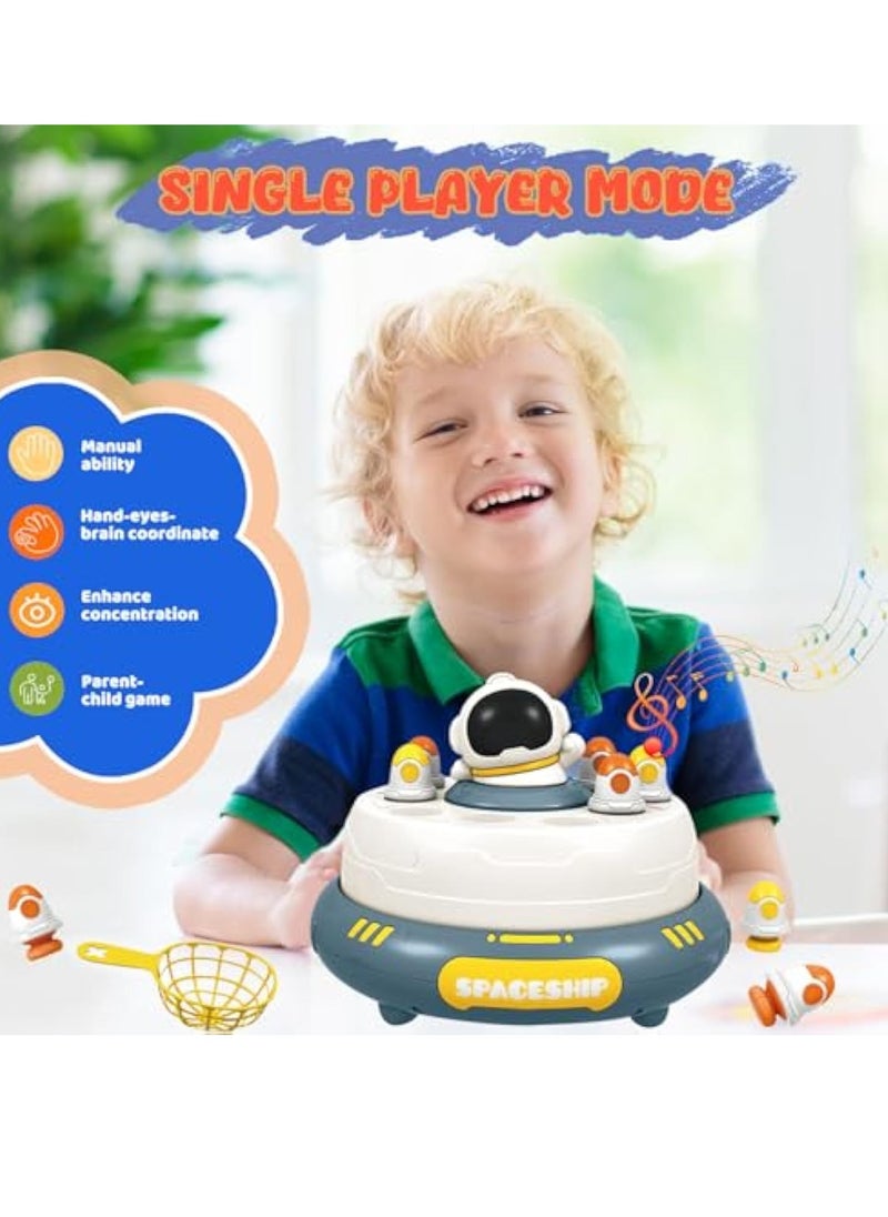 Pop Up Rocket Board Game, Catching Rocket Game, Family Game Night Board Game, Interactive Educational Toys with Sound, Magnetic Fishing Game Toys, PK Mode with 2 Net, for 4-10 Year Old Boys and Girls
