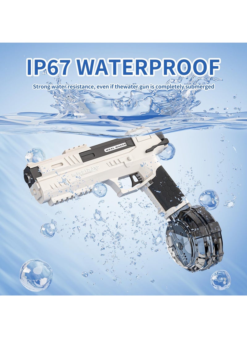 Electric Water Gun Toy,  Desert Eagle Automatic Electric Water Gun Pistol with 500 Ammos, Electric Squirt Gun with Simulated Recoil, Water Toy for Beach Pool Summer Swimming Outdoor(White)