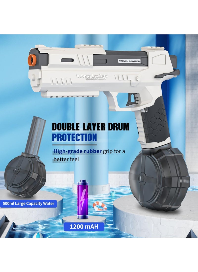 Electric Water Gun Toy,  Desert Eagle Automatic Electric Water Gun Pistol with 500 Ammos, Electric Squirt Gun with Simulated Recoil, Water Toy for Beach Pool Summer Swimming Outdoor(White)