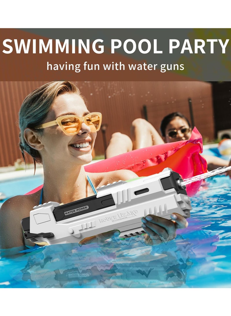Electric Water Gun Toy,  Desert Eagle Automatic Electric Water Gun Pistol with 500 Ammos, Electric Squirt Gun with Simulated Recoil, Water Toy for Beach Pool Summer Swimming Outdoor(White)