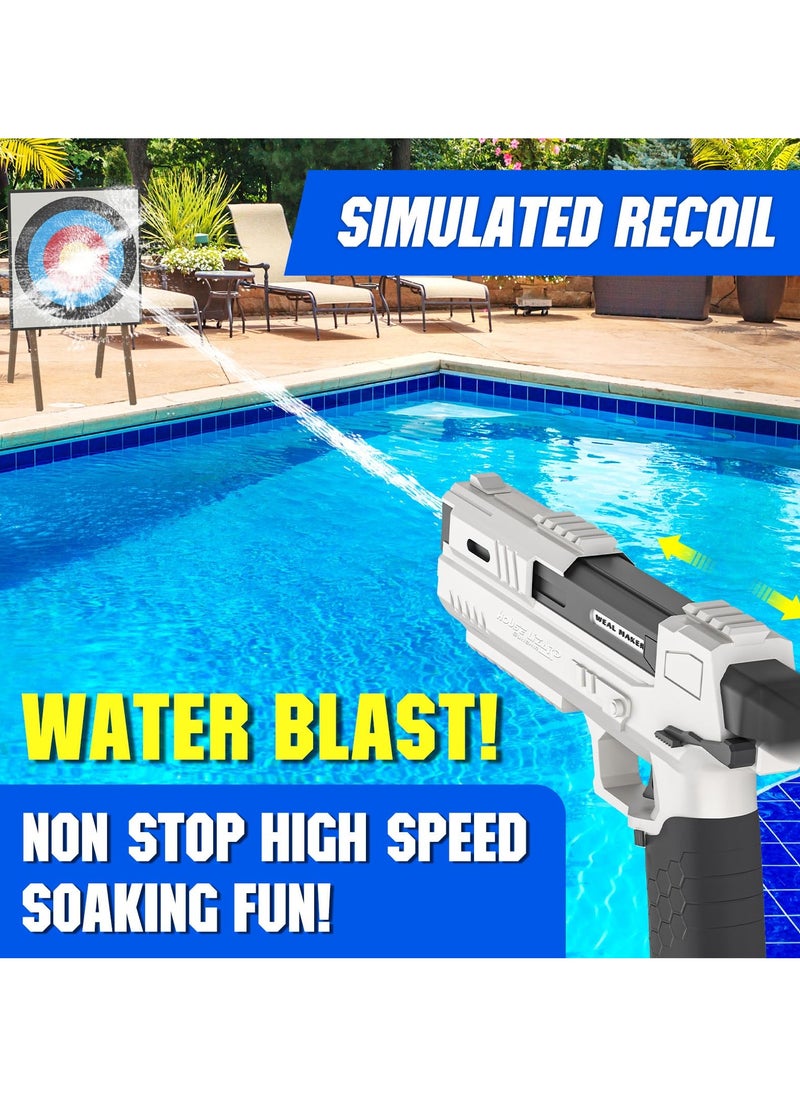 Electric Water Gun Toy,  Desert Eagle Automatic Electric Water Gun Pistol with 500 Ammos, Electric Squirt Gun with Simulated Recoil, Water Toy for Beach Pool Summer Swimming Outdoor(White)