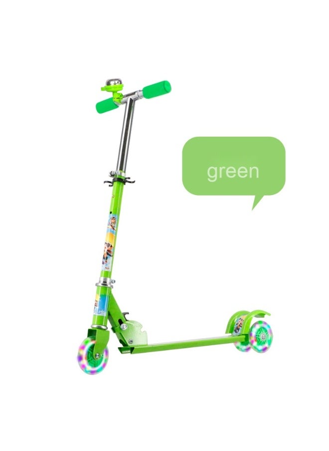 Kids' Foldable Metal Scooter - Features Bell and Flashing Wheels