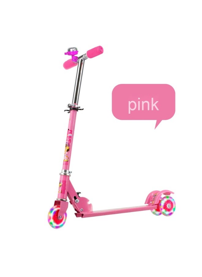 Foldable Kids' Metal Scooter - Features Bell and LED Lights