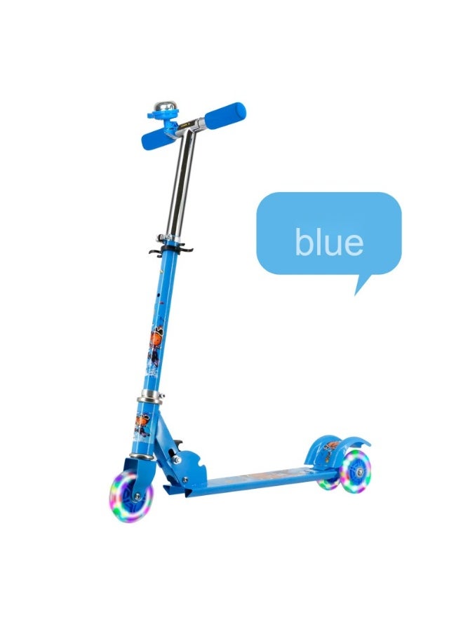 Children's Metal Three-Wheel Scooter - Foldable Design with Bell and Flashing Wheels