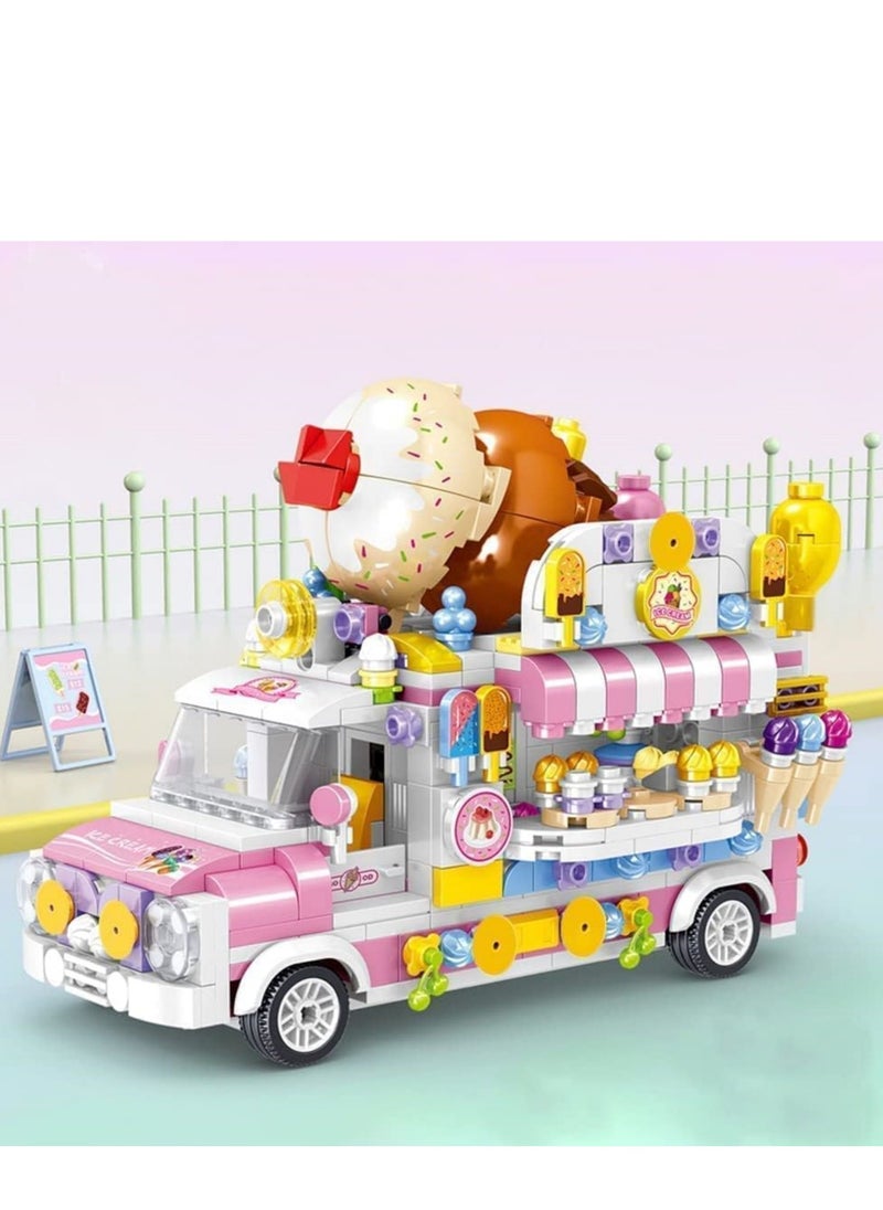 Ice Cream Truck Building Set for Age 8 9 10 11 12 Year Old Kids, Mini Blocks STEM Toy Building Sets for Girls, Girls Building Block Construction Kits, Best Birthday Gift for Girls 593pcs