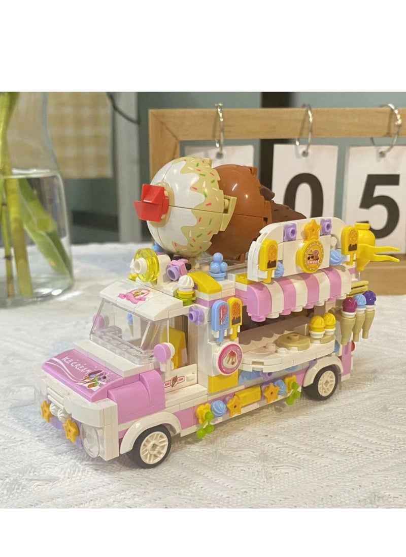 Ice Cream Truck Building Set for Age 8 9 10 11 12 Year Old Kids, Mini Blocks STEM Toy Building Sets for Girls, Girls Building Block Construction Kits, Best Birthday Gift for Girls 593pcs