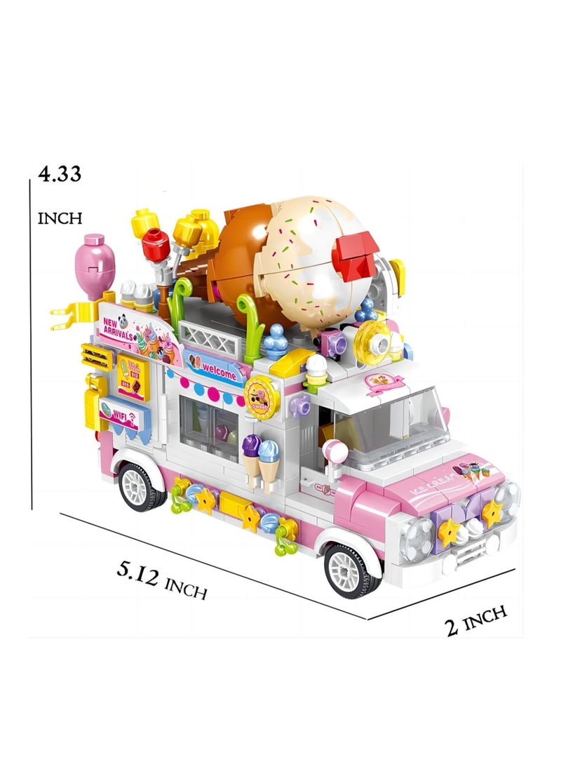 Ice Cream Truck Building Set for Age 8 9 10 11 12 Year Old Kids, Mini Blocks STEM Toy Building Sets for Girls, Girls Building Block Construction Kits, Best Birthday Gift for Girls 593pcs
