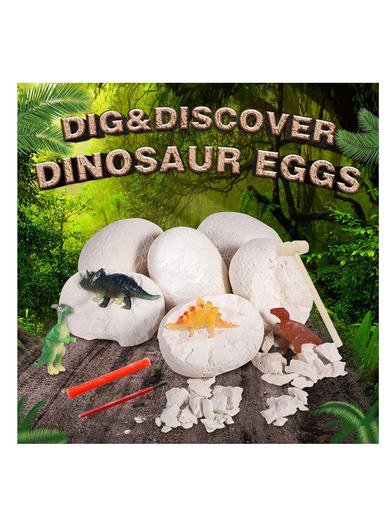 12PCS Egg Kids - Perfect Basket Stuffers & Preschool Educational Toys for Boys Girls a Dozen Dino Eggs Kit,Discover Dinosaur Archaeology Science Crafts Gifts Boys&Girls,Stuffers,Preschool (White)