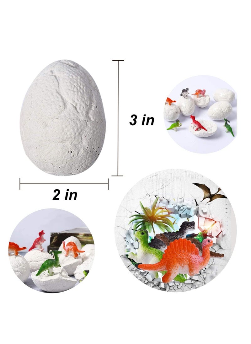 12PCS Egg Kids - Perfect Basket Stuffers & Preschool Educational Toys for Boys Girls a Dozen Dino Eggs Kit,Discover Dinosaur Archaeology Science Crafts Gifts Boys&Girls,Stuffers,Preschool (White)
