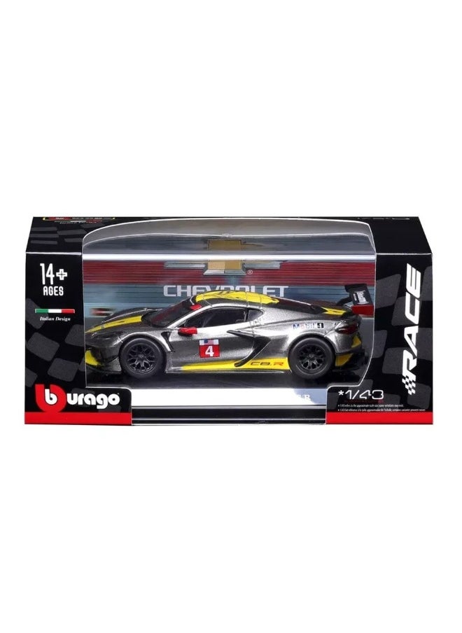 Bburago Chevrolet Corvette C8.R 2020 Die-cast Car (1:43, Silver/Yellow)