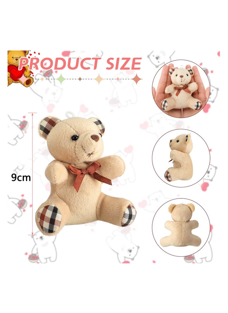 Adroable Mini Bear Stuffed Animals 3.5 Inch 16 Pcs Bulk Soft Joint Bears Suitable for DIY Keychains Party Favors Home Decor Light and Dark Brown