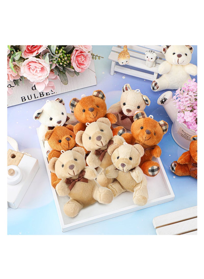 Adroable Mini Bear Stuffed Animals 3.5 Inch 16 Pcs Bulk Soft Joint Bears Suitable for DIY Keychains Party Favors Home Decor Light and Dark Brown