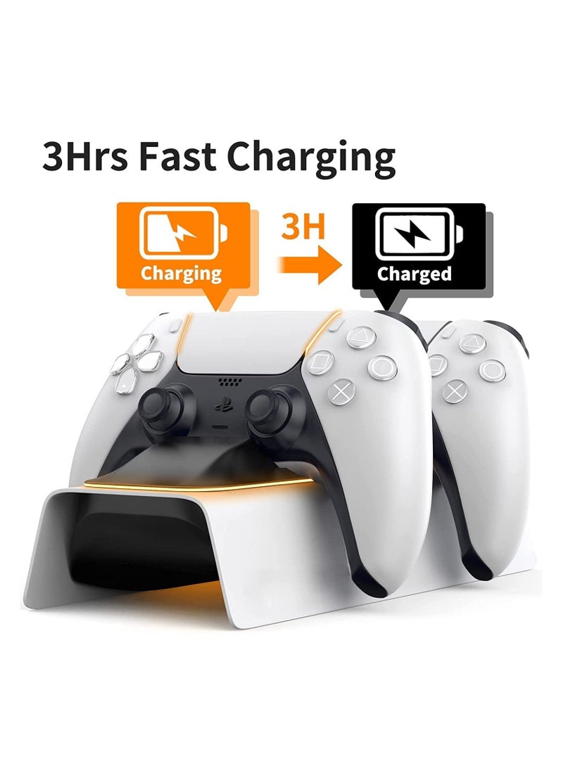 Arabest PS5 Controller Charger, Charging Station with Intelligent Chip in 3 Hrs Fast Type-C Charging, Dualsense Stand Docking for Dual Controllers LED Indicator