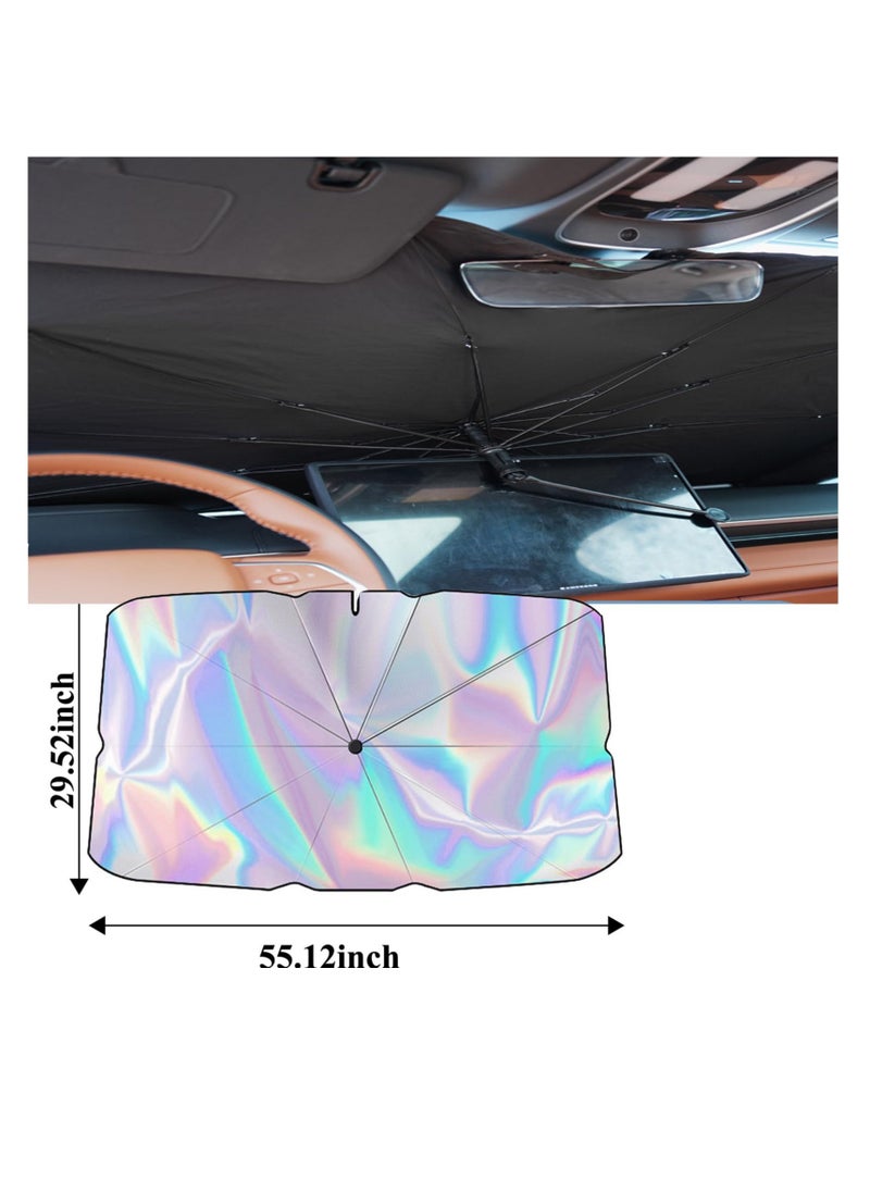 Car Wind Sun Shade Umbrella, Car Shade Front Windshield Cover Sun Visor, Foldable Automotive Windshield Sunshades, Protect Car from Sun Rays & Heat Damage, Keep Cool and Protect Interior