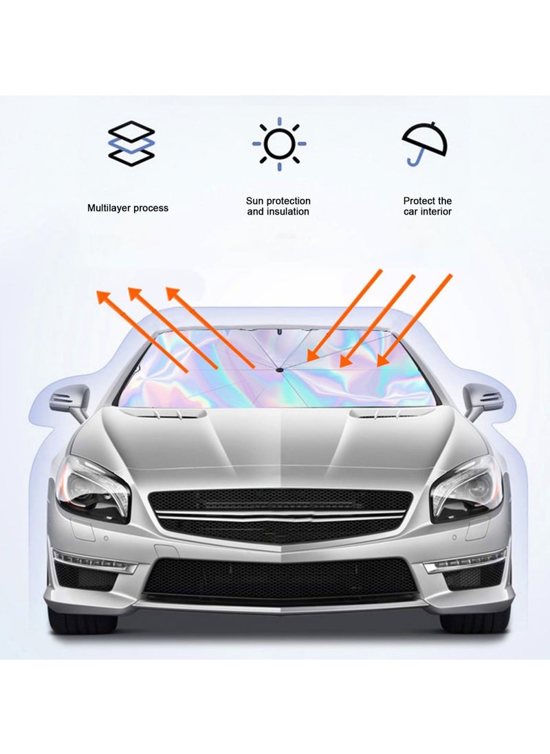 Car Wind Sun Shade Umbrella, Car Shade Front Windshield Cover Sun Visor, Foldable Automotive Windshield Sunshades, Protect Car from Sun Rays & Heat Damage, Keep Cool and Protect Interior