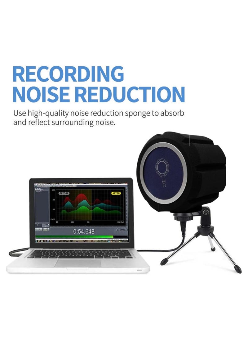 Microphone Isolation Ball Shield - Acoustic for Record Studios -MicProfessional Noise Cancellation with Pop Filter and High-Density Sound Absorbing Foam - Reflection reducing soundproof Cover Foam