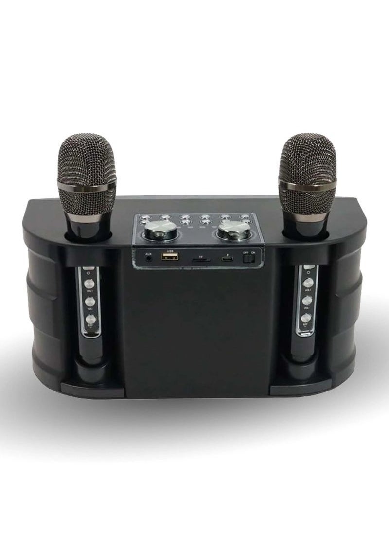 M25 Wireless Bluetooth Karaoke System with Dual Microphones | Portable Speaker with Echo Control & LED Lights | High-Fidelity Sound for Home, Outdoor Events, Parties & Gatherings | Rechargeable Battery | AUX/USB/TF Card Support