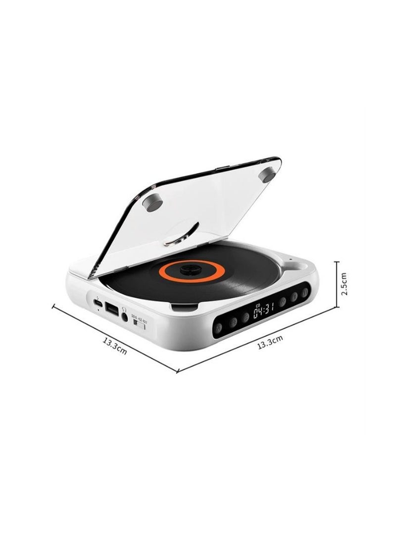Bluetooth CD Player, Portable Rechargeable Personal CD Player for Car & Travel, with Headphones, LCD Touch Screen, Anti-Skip & Shockproof Design, White