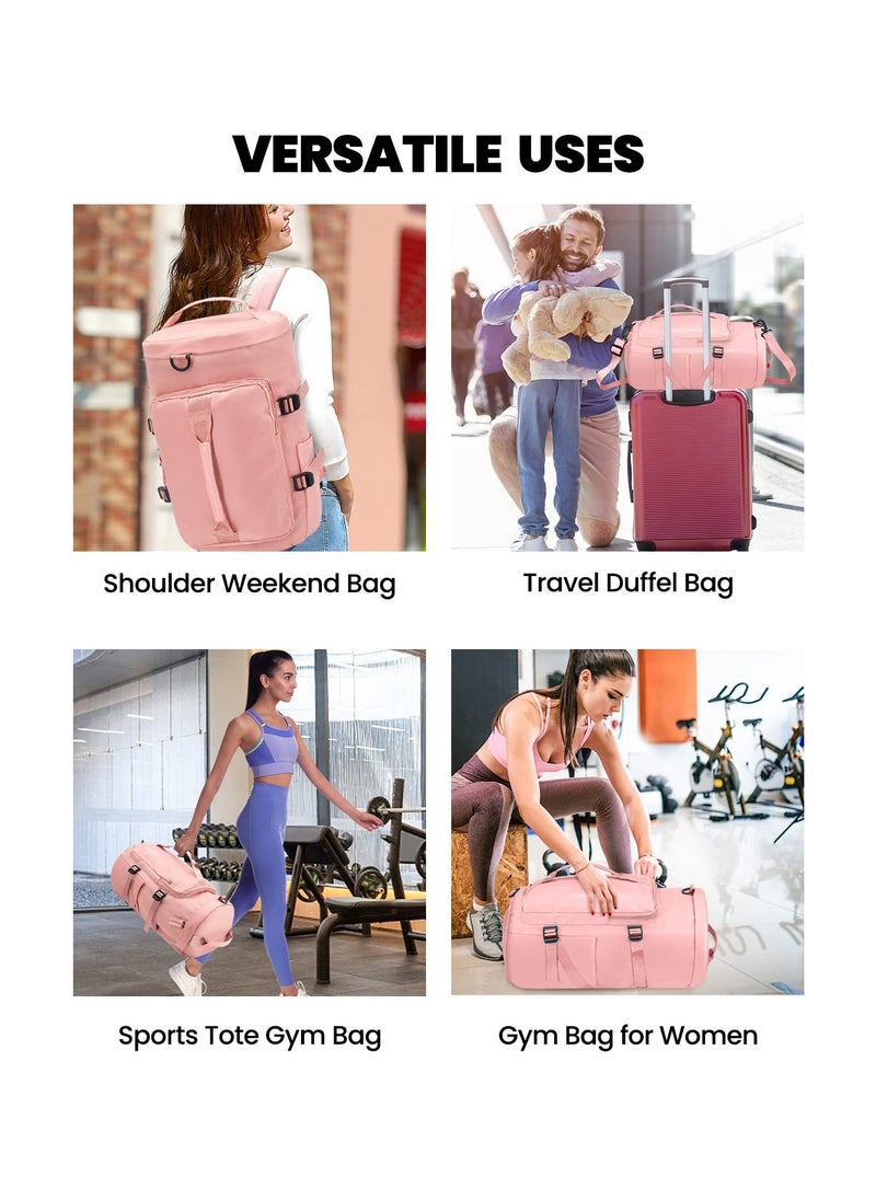 Multifunctional Gym Duffle Bag with Shoe Compartment for Men and Women Dry and Wet Separation Ideal for Travel and Weekend Getaways Pink