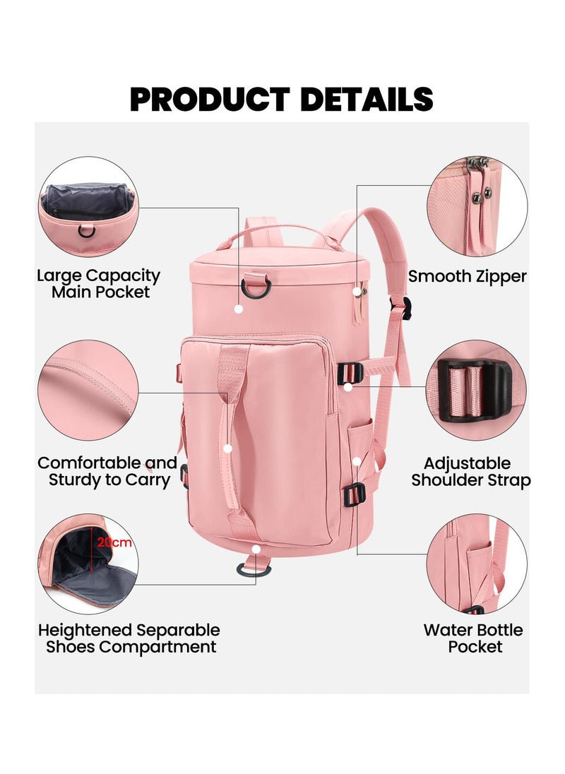 Multifunctional Gym Duffle Bag with Shoe Compartment for Men and Women Dry and Wet Separation Ideal for Travel and Weekend Getaways Pink