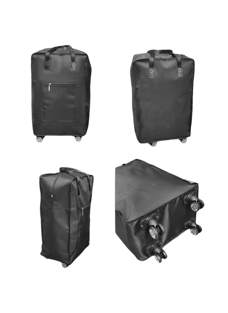 Foldable Duffel Bag with Wheels Rolling, Duffle Bag Luggage Bag Carry on Bag Lightweight Suitcases, for Shopping, Gym, Camping, Travel or Business Trip, Gift for wife and parents (BLACK)