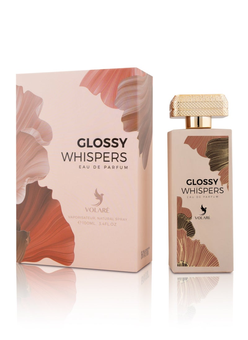 Glossy Whispers Eau De Parfum for Women - 100ml | Fruity Floral Perfume with Lychee, Rose, Violet & Sugared Amber