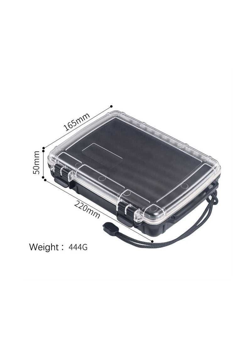 Waterproof Dry Box, Watertight Storage Case, Airtight Protective Box for Phones, Wallets, Camping, Hiking, Boating, 16.5 * 5 * 22 cm , Black