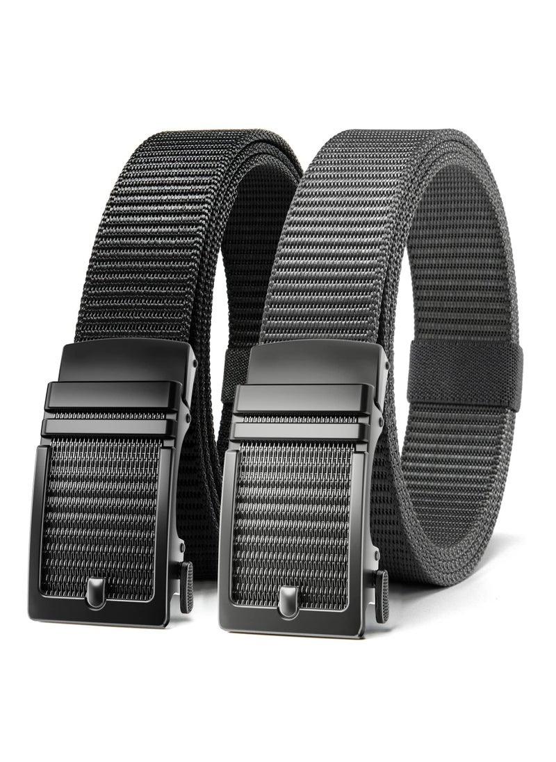 Ratchet Belt for Men 2 Pack - Nylon Mens Belts Casual 1 3/8