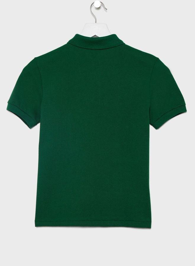 Kids Logo Detailed Cotton Polo Green