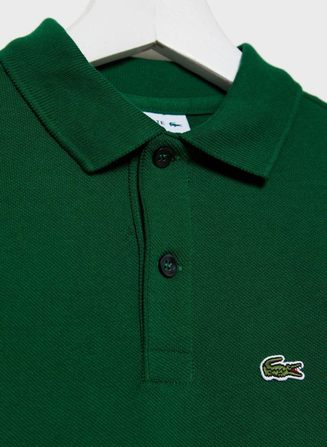 Kids Logo Detailed Cotton Polo Green