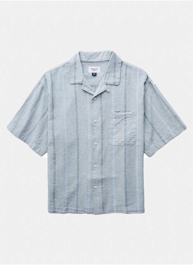 AE Poolside Linen-Blend Button-Up Shirt