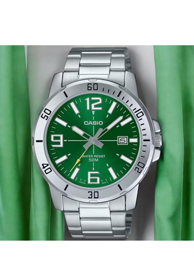 MTP-VD01D-3BVUDF mens Watch Green Dial Silver Band