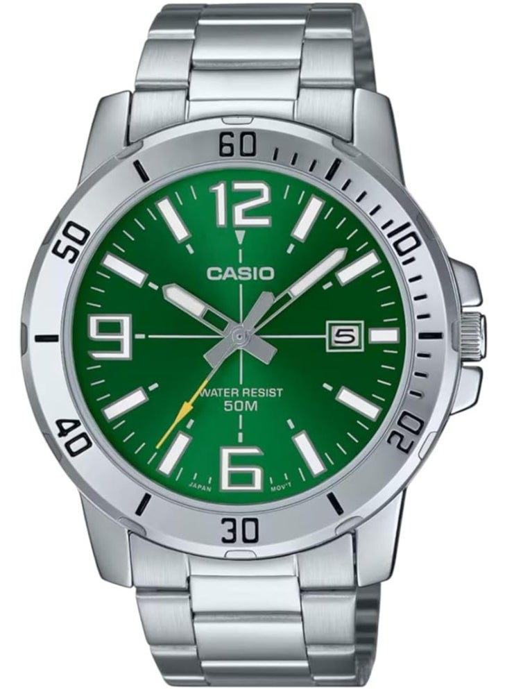 MTP-VD01D-3BVUDF mens Watch Green Dial Silver Band