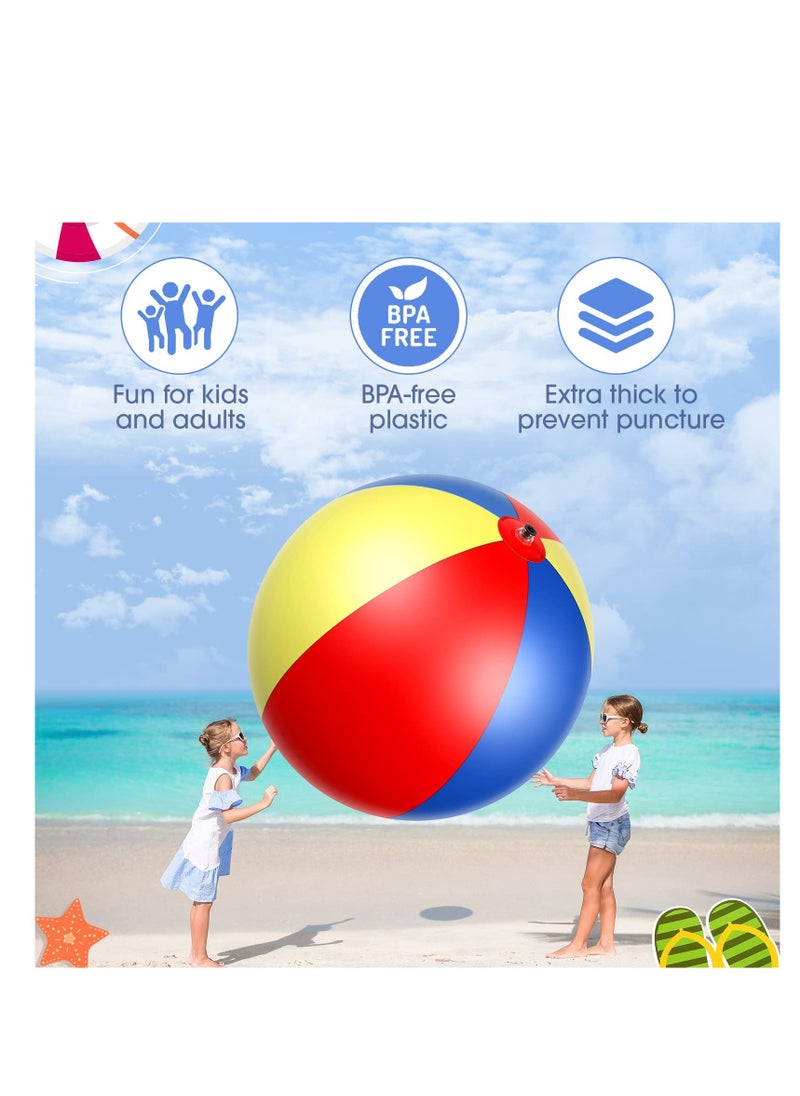 Giant Inflatable Beach Ball, 78 Inch Rainbow Color Thick Large Beach Ball Toy for Kids & Adults Beach Pool Summer Party