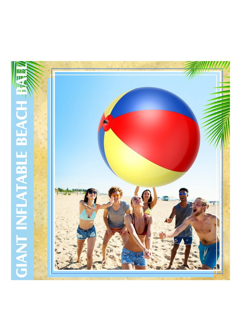 Giant Inflatable Beach Ball, 78 Inch Rainbow Color Thick Large Beach Ball Toy for Kids & Adults Beach Pool Summer Party