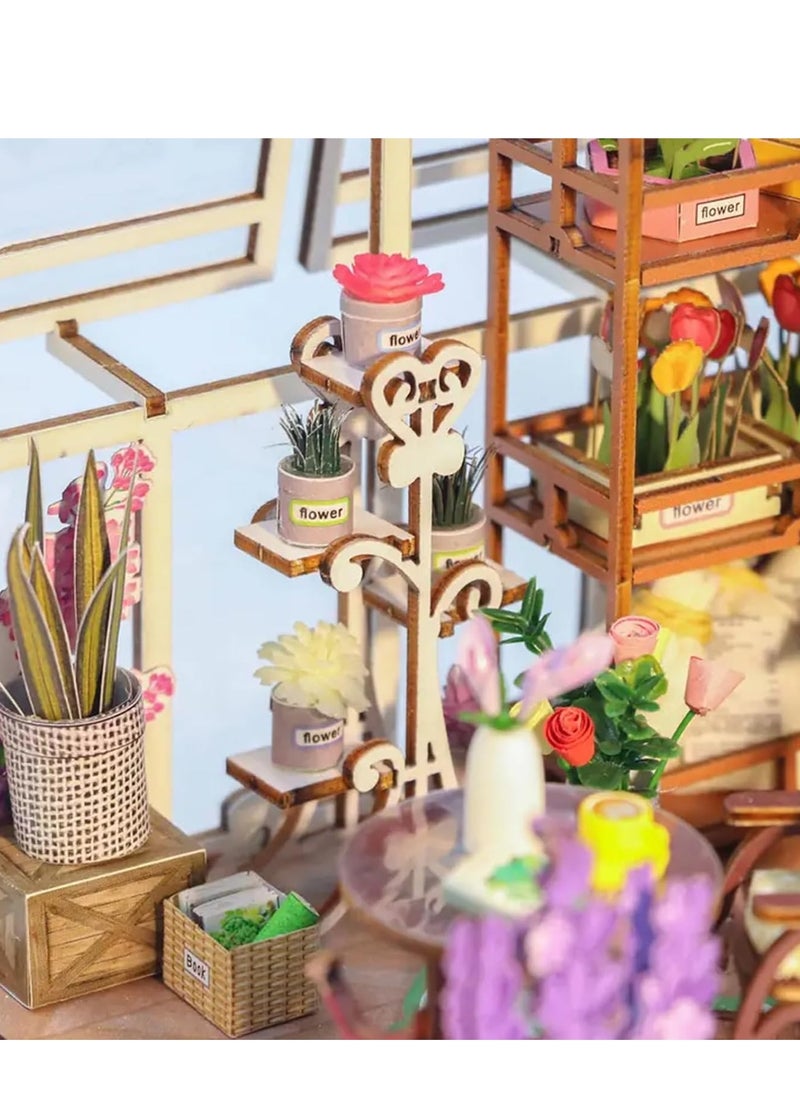 DIY Flower Room Dollhouse Kit, 3D Puzzle with Furniture and Decor, Ideal for Home Bedroom, Creative Craft Gift for New Year