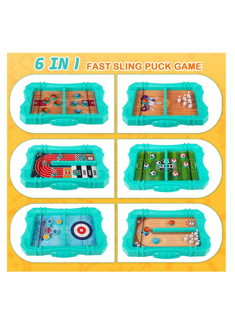 Football Fast Sling Puck Game, 6 in 1 Foosball Winner Board Game, Tabletop Football Game Set for Kids, Family Sports Board Game for Kids Adults Birthday Party Worlds Cup