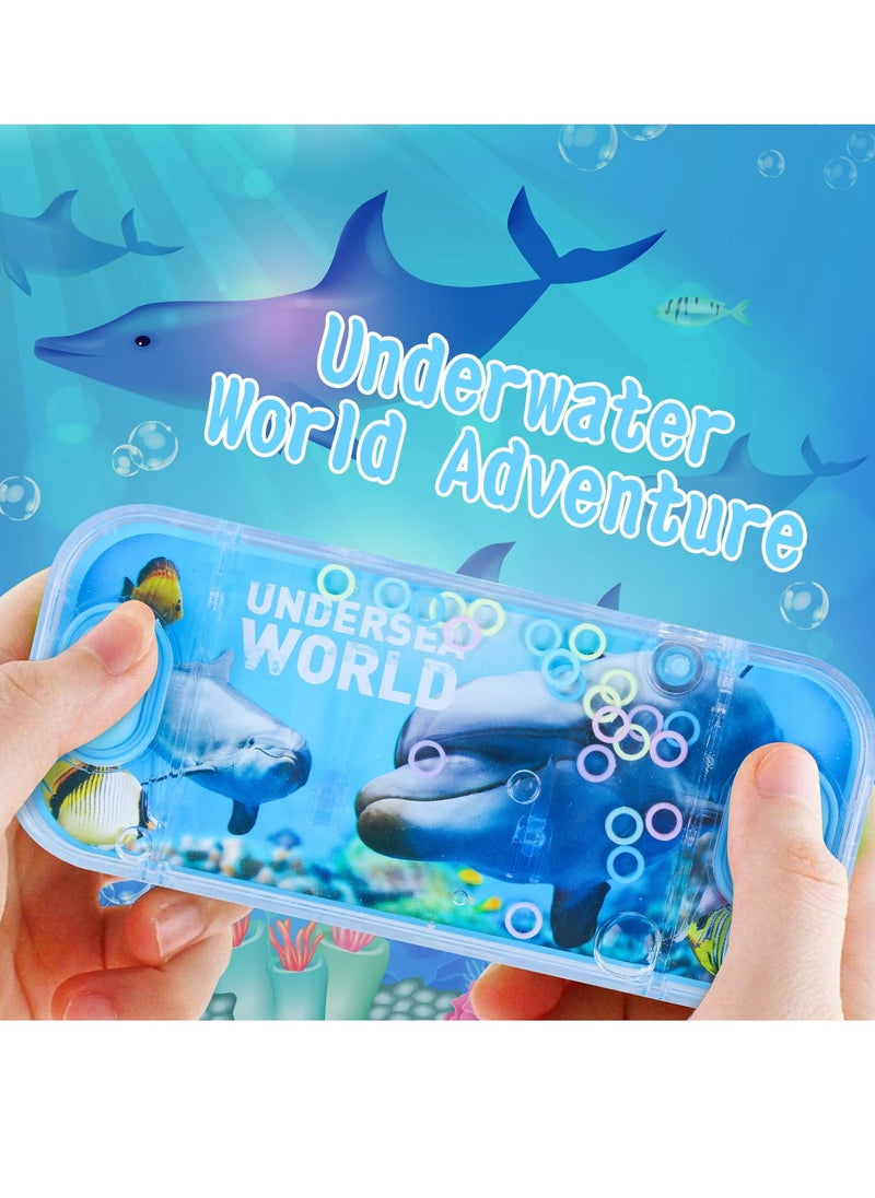Handheld Water Games 4 Packs Ocean Theme Water Toss Ring Game Aqua Toy Water Ring Game for Kids Stocking Stuffers Handheld Water Game Travel Games for Kids and Family for Party Favor