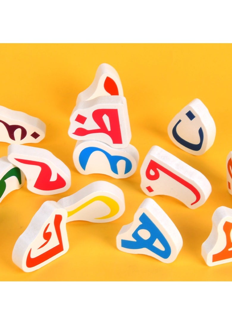 Arabic Alphabet Puzzle Toys Wooden Colorful Language Learn Toy 3D Puzzle Kids Early Educational Montessori Matching Letter Toy