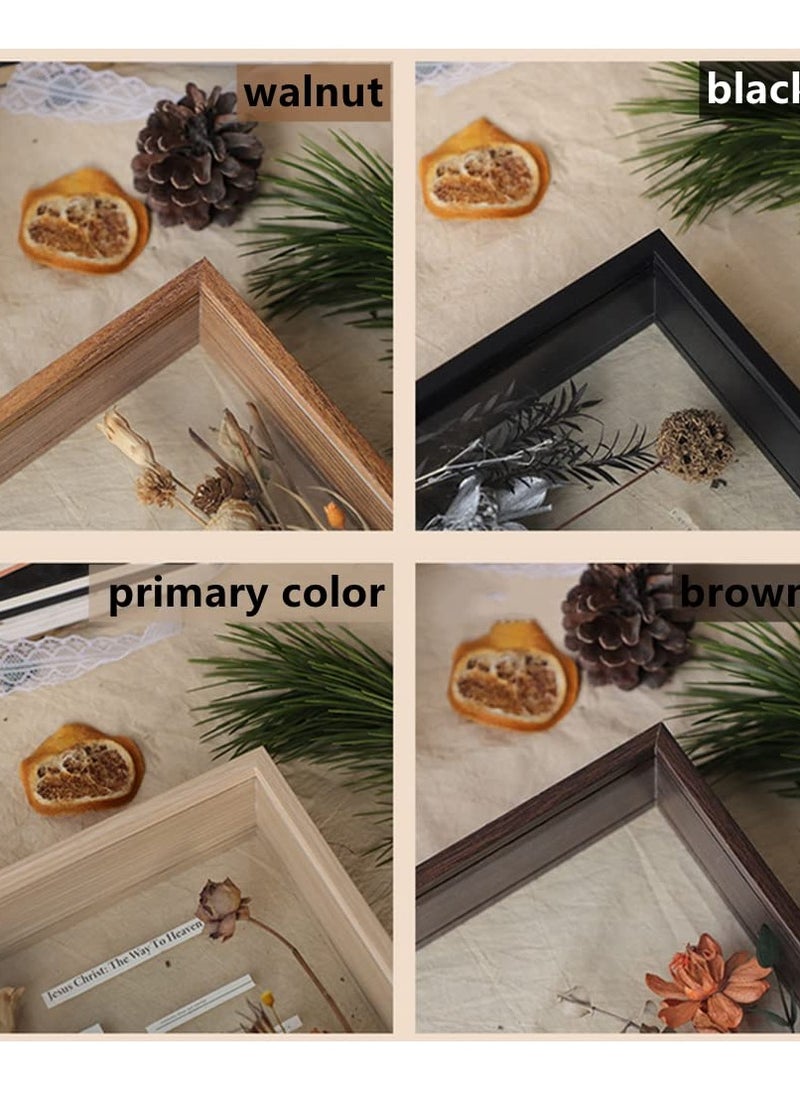 3D Picture Frame  for Filling 8x12‘’ Wooden Dried Flower Photo Frame Dried Flower Display Stand Shadow Box Frame Display Cases for Baby Wedding Favours Photos Dried Flowers Tickets Walnut color