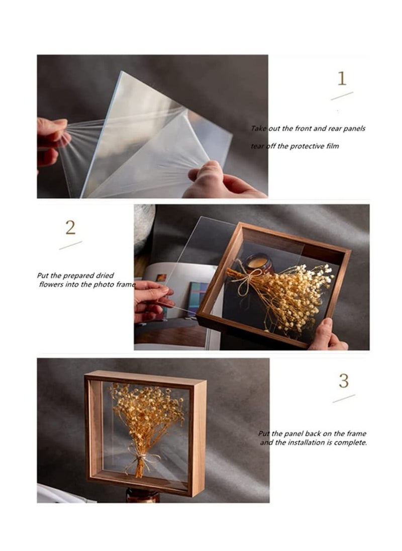 3D Picture Frame  for Filling 8x12‘’ Wooden Dried Flower Photo Frame Dried Flower Display Stand Shadow Box Frame Display Cases for Baby Wedding Favours Photos Dried Flowers Tickets Walnut color