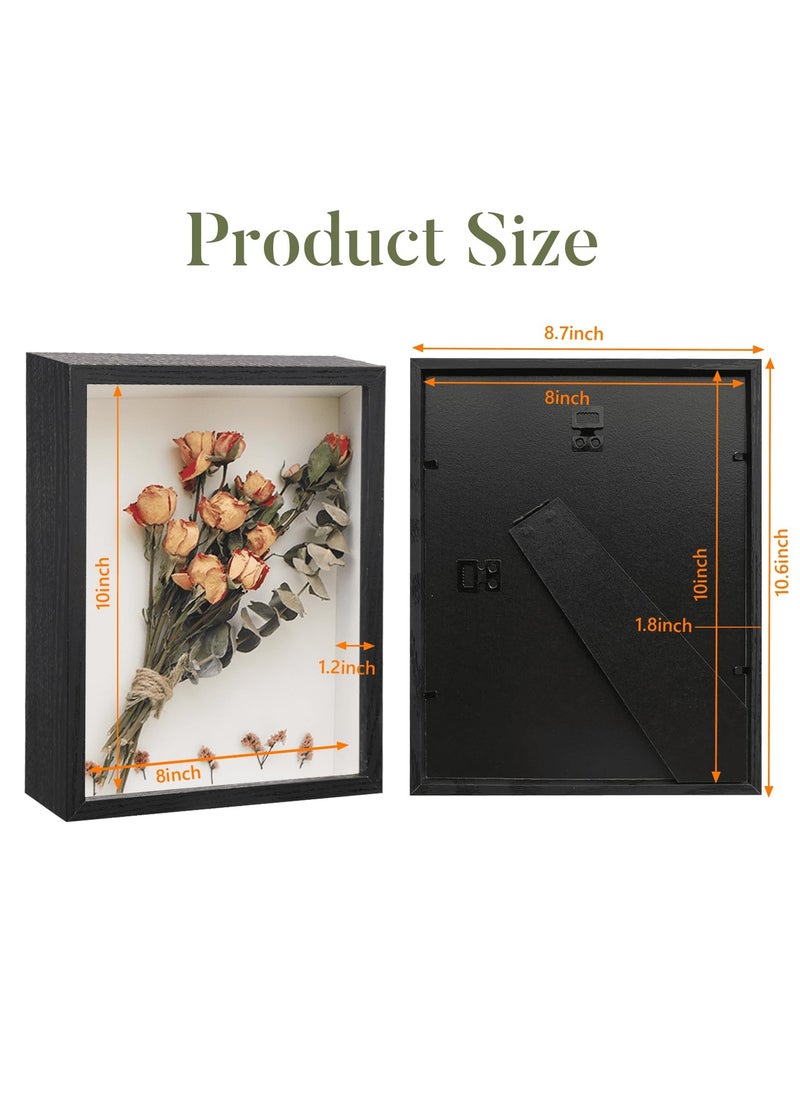 3D Picture Frame  for Filling Pack of 2 Deep 3D Object Frame 20.3x25.4cm Picture Box Wood Shadow Box Frame Display Cases for Baby Wedding Favours Photos Flowers Tickets White Square