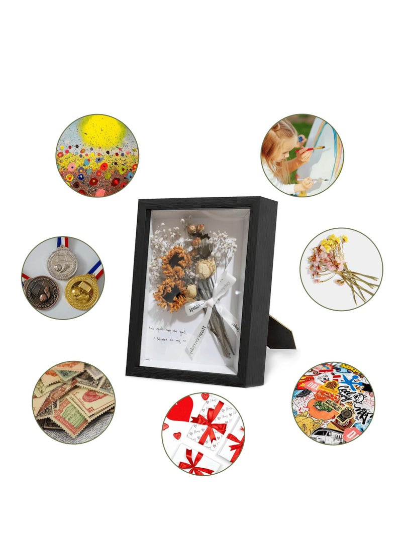 3D Picture Frame  for Filling Pack of 2 Deep 3D Object Frame 20.3x25.4cm Picture Box Wood Shadow Box Frame Display Cases for Baby Wedding Favours Photos Flowers Tickets White Square
