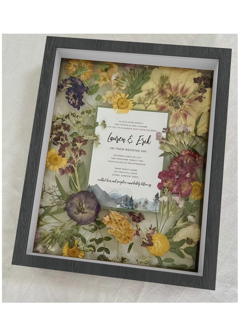 3D Picture Frame  for Filling Pack of 2 Deep 3D Object Frame 20.3x25.4cm Picture Box Wood Shadow Box Frame Display Cases for Baby Wedding Favours Photos Flowers Tickets White Square