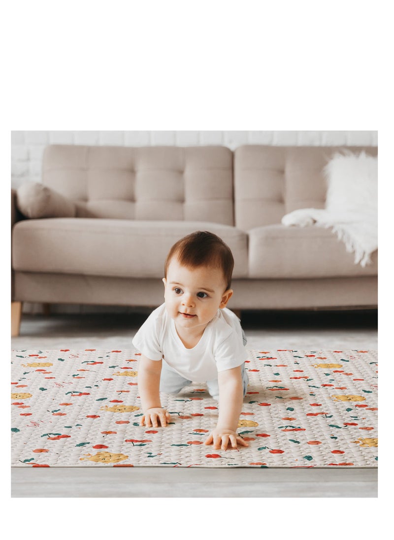 Soft Cotton Baby Play Mat, 3 x 43 Inch Washable Foldable Crawling Mat, Non Slip Playmat for Babies, Toddlers Tummy Time Mat, Portable Playpen Mat Playmat for Indoor & Outdoor Use