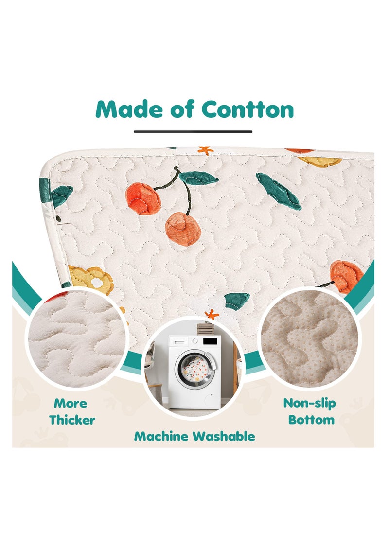 Soft Cotton Baby Play Mat, 3 x 43 Inch Washable Foldable Crawling Mat, Non Slip Playmat for Babies, Toddlers Tummy Time Mat, Portable Playpen Mat Playmat for Indoor & Outdoor Use