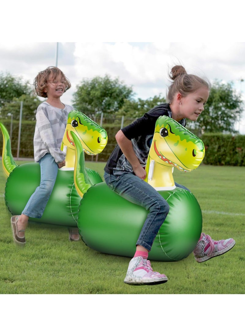 Inflatable Hopping Animal Bouncer Dinosaur 2 pack, Fun and Durable, Inflatable Large Hopping Animal, Jump into Excitement, Indoor and Outdoor, Supports Up to 250 Pounds, Ages 3 and Up (Green, Purple)