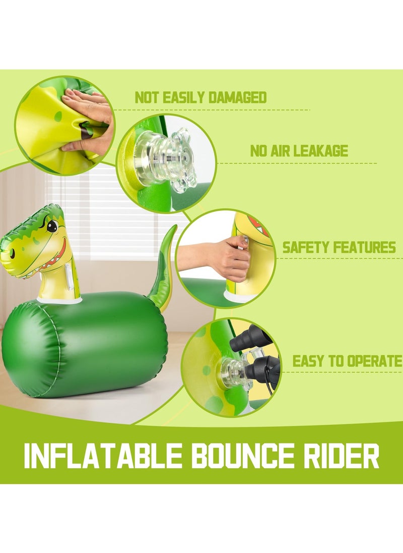 Inflatable Hopping Animal Bouncer Dinosaur 2 pack, Fun and Durable, Inflatable Large Hopping Animal, Jump into Excitement, Indoor and Outdoor, Supports Up to 250 Pounds, Ages 3 and Up (Green, Purple)