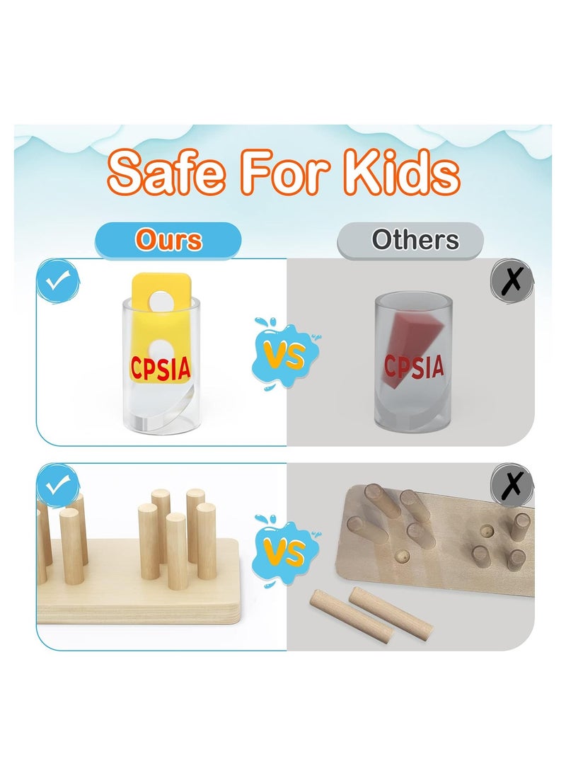 Montessori Toys for 1 to 3-Year-Old Boys Girls Toddlers, Wooden Sorting & Stacking Toys for Toddlers and Kids Preschool, Educational Toys, Color Recognition Shape Sorter, Learning Puzzles Gift