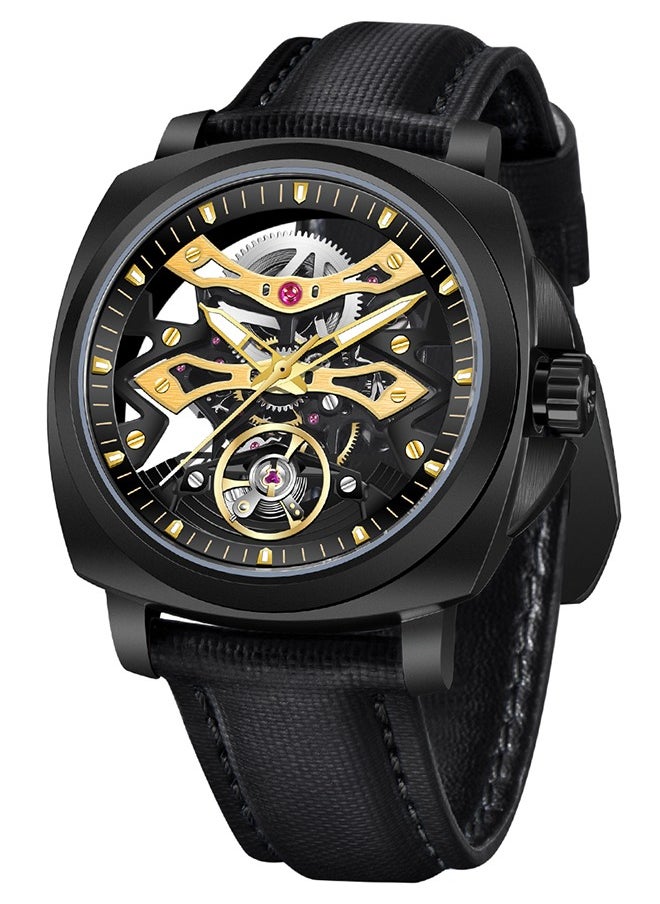 Automatic Watches for Men Skeleton Dial 100M Waterproof Leather Men's Mechanical Watch Elegant Gifts for Men